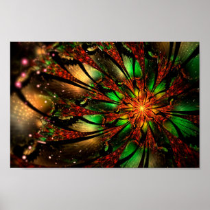 Abstract fractal flower design.  poster
