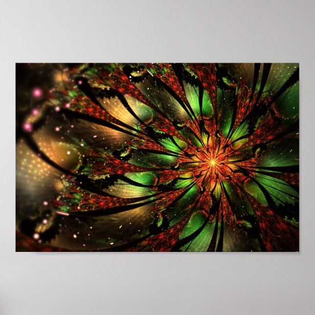 Abstract fractal flower design.  poster (Front)