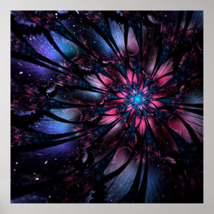Abstract fractal flower design.    poster