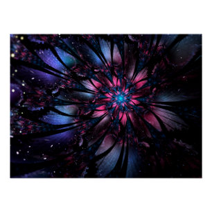 Abstract fractal flower design.   poster