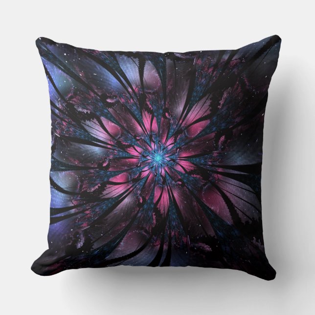 Abstract fractal flower design throw pillow (Front)