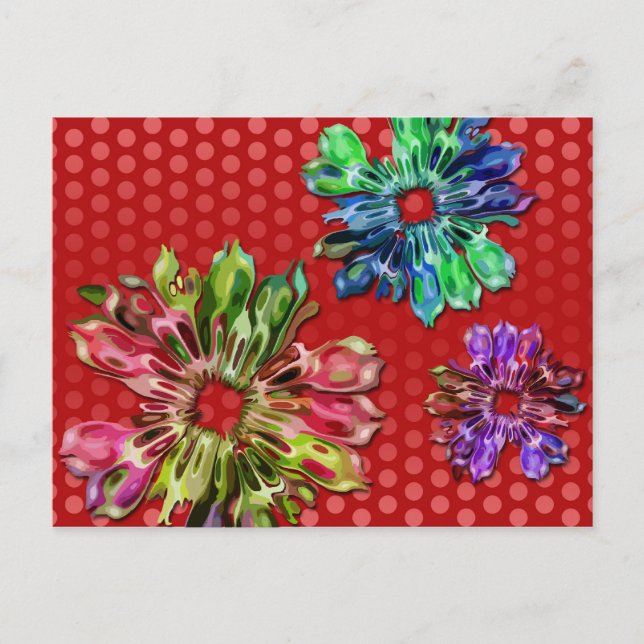 abstract fractal flowers 2D | red dots Postcard (Front)