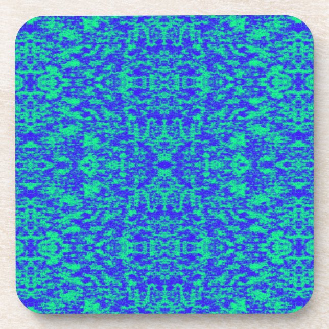 Abstract Fractal In Blue And Green Coaster (Front)