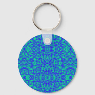 Abstract Fractal In Blue And Green Keychain