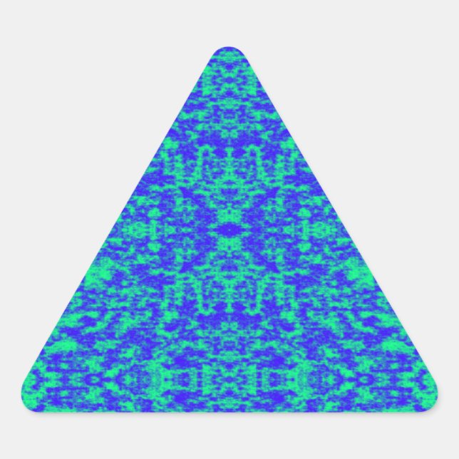 Abstract Fractal In Blue And Green Triangle Sticker (Front)