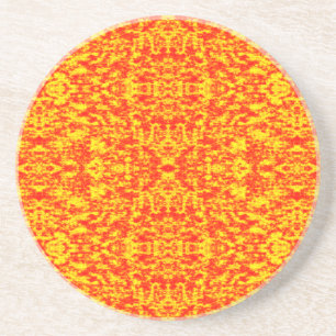 Abstract Fractal In Red And Orange Coaster