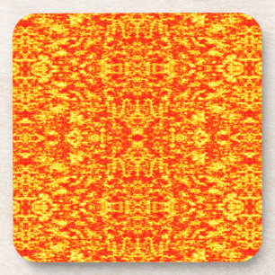 Abstract Fractal In Red And Orange Coaster