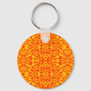 Abstract Fractal In Red And Orange Keychain