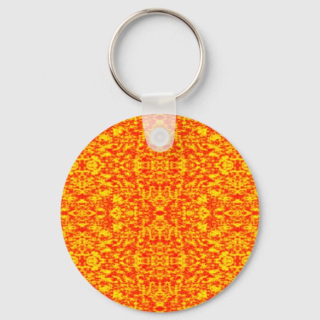 Abstract Fractal In Red And Orange Keychain (Front)