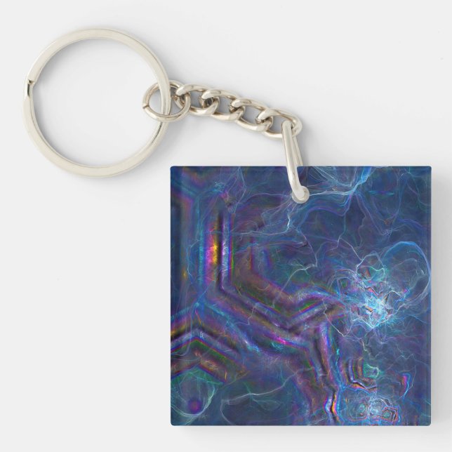 Abstract Fractal Nebula and Geometric Morph Keychain (Front)