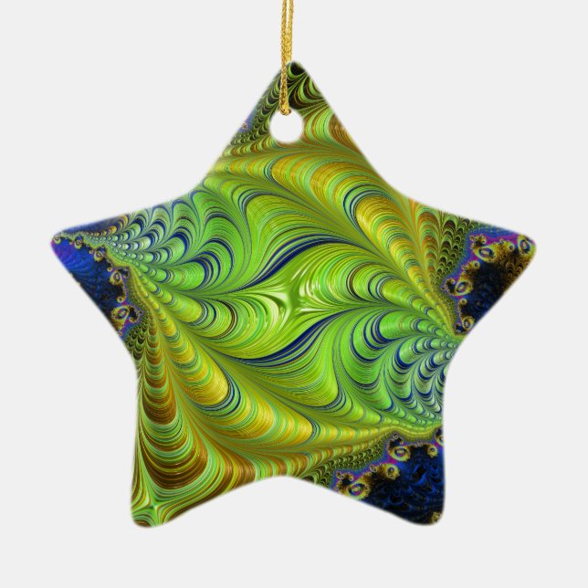 Abstract fractal patterns and shapes. Fractal Art Ceramic Ornament (Front)