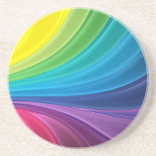 Abstract Fractal Rainbow Swirl Sandstone Coaster