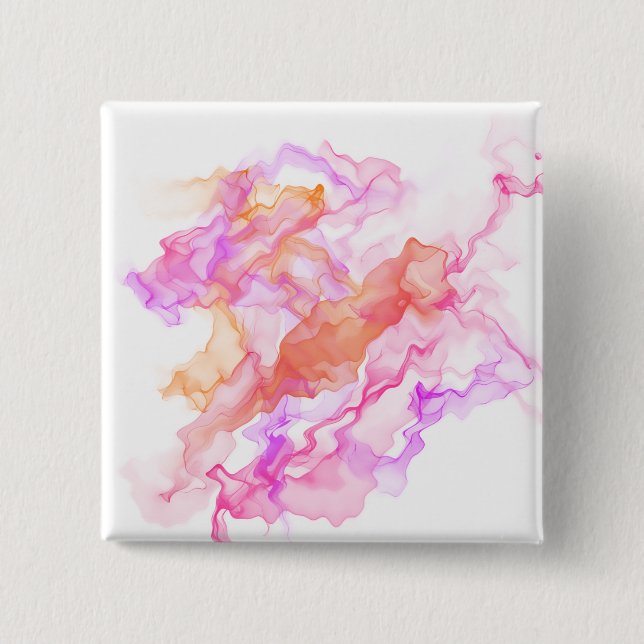 Abstract  Fractal Smoke 2 Inch Square Button (Front)