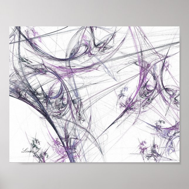 Abstract Fractal Spider Web on White Canvas Print (Front)
