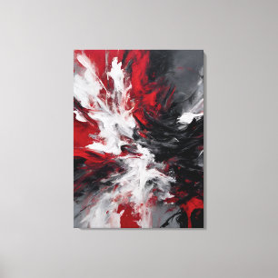 Abstract frame, red, black, gray and white canvas print