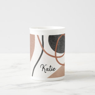 Abstract Freeform Shapes - Brown and Black Bone China Mug
