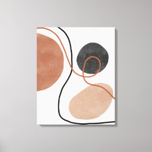 Abstract Freeform Shapes - Brown and Black Canvas Print
