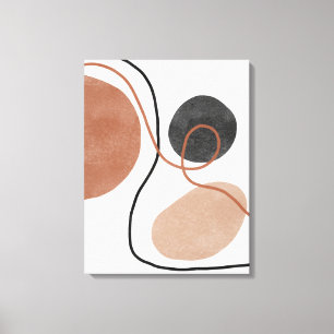 Abstract Freeform Shapes - Brown and Black Canvas Print