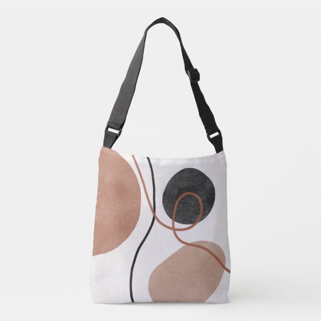 Abstract Freeform Shapes - Brown and Black Crossbody Bag (Front)