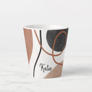 Abstract Freeform Shapes - Brown and Black Latte Mug