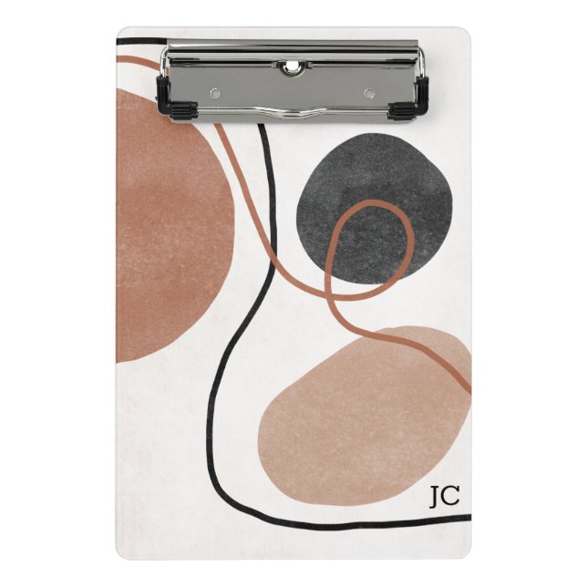 Abstract Freeform Shapes - Brown and Black Mini Clipboard (Front)