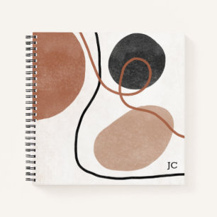 Abstract Freeform Shapes - Brown and Black Notebook