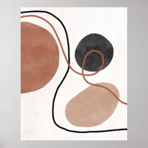 Abstract Freeform Shapes - Brown and Black Poster
