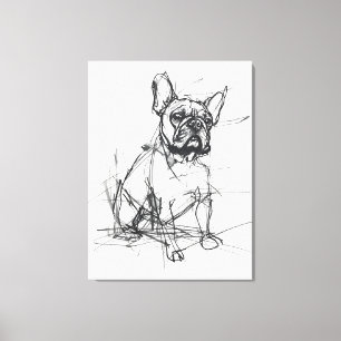 Abstract French Bulldog Sketch Canvas Print