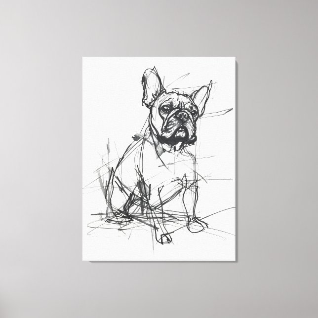 Abstract French Bulldog Sketch Canvas Print (Front)