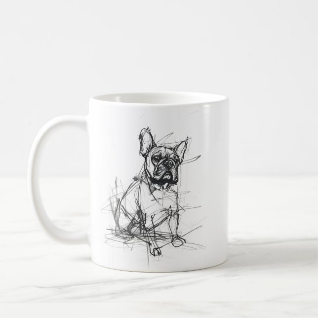 Abstract French Bulldog Sketch Coffee Mug (Left)