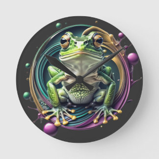 Abstract Frog Symphony Round Clock
