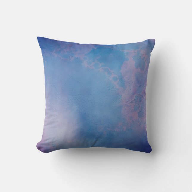 *~* Abstract Frothy Blue Magenta Modern Watercolor Throw Pillow (Front)