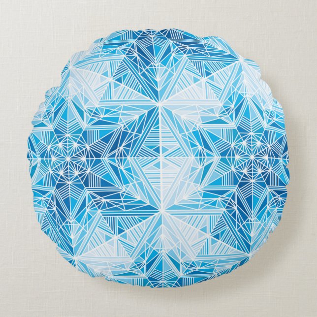 Abstract frozen star snowflakes seamless pattern round pillow (Front)