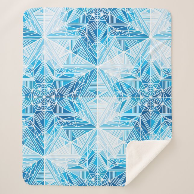 Abstract frozen star snowflakes seamless pattern sherpa blanket (Front)