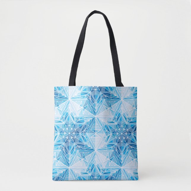 Abstract frozen star snowflakes seamless pattern tote bag (Front)