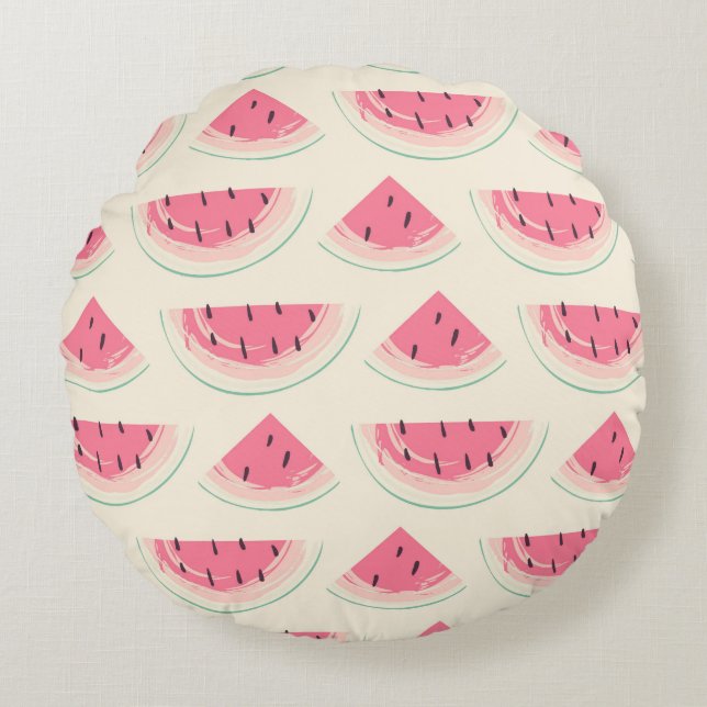 Abstract fruit seamless pattern. Creative colourfu Round Pillow (Front)