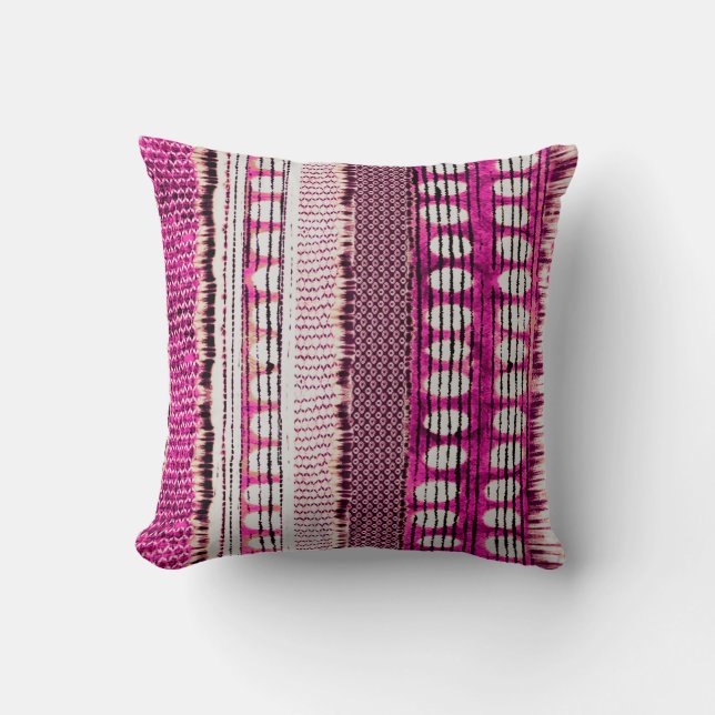 abstract fuchsia colourful ethnic border pattern throw pillow (Front)
