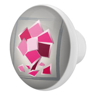 Abstract fuchsia flower ceramic knob