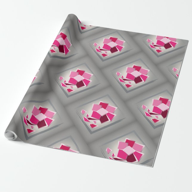 Abstract fuchsia flower wrapping paper (Unrolled)