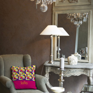 Abstract fuchsia geometric pattern throw pillow