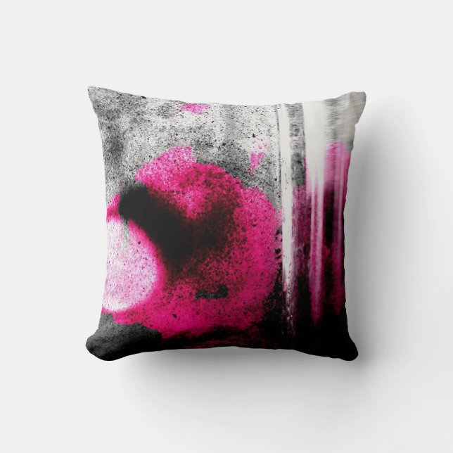 Abstract Fuchsia, Grey and Black Grain Photo Art Throw Pillow (Front)