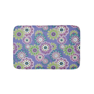Abstract fun cartoon flowers floral kids scandinav bath mat