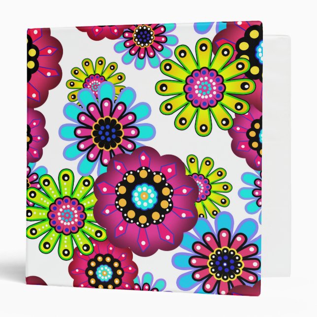 Abstract fun cartoon flowers floral kids scandinav binder (Front/Inside)