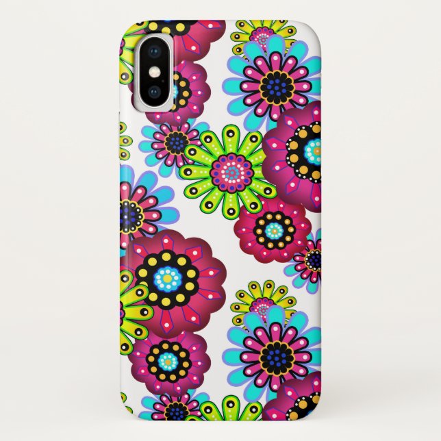 Abstract fun cartoon flowers floral kids scandinav Case-Mate iPhone case (Back)