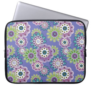 Abstract fun cartoon flowers floral kids scandinav laptop sleeve