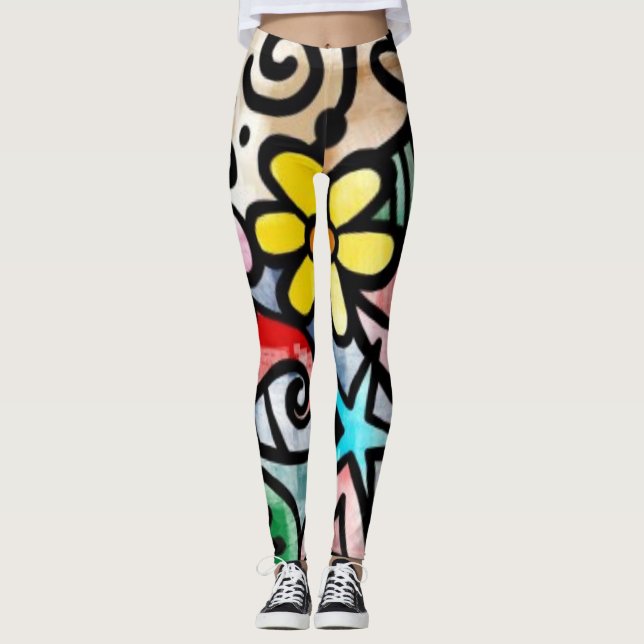 Abstract Fun colourful Leggings  (Front)