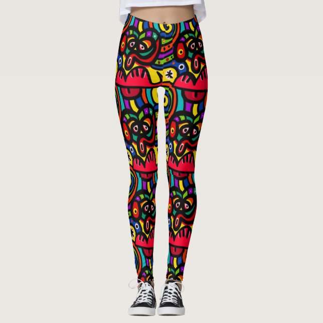 Abstract Fun Colourful Leggings (Front)