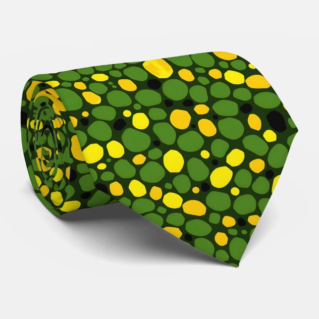 Abstract Fun Green Yellow Black Corn Peas Pattern Tie (Rolled)