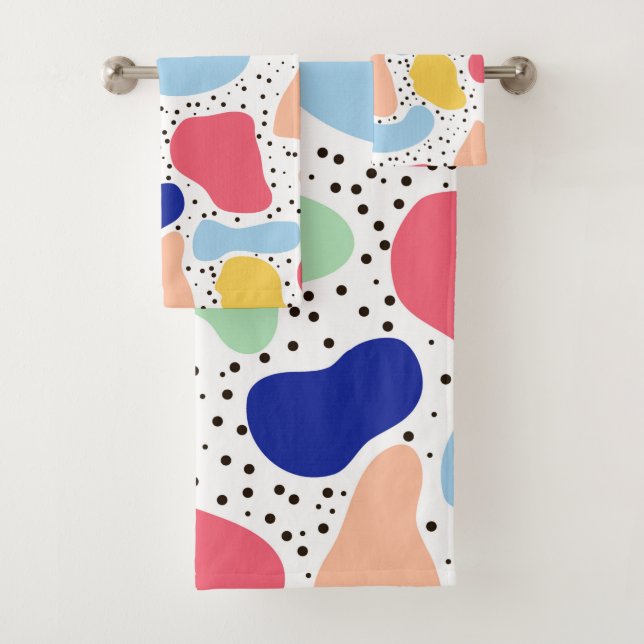Abstract fun modern cute kids summer shapes figure bath towel set (Insitu)