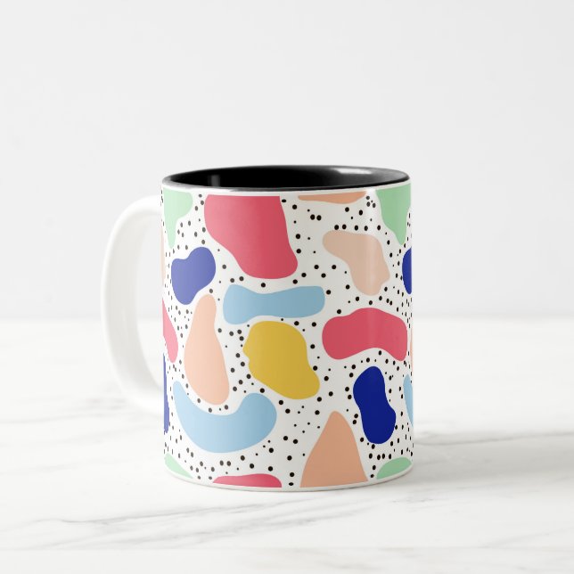 Abstract fun modern cute kids summer shapes figure Two-Tone coffee mug (Front Left)